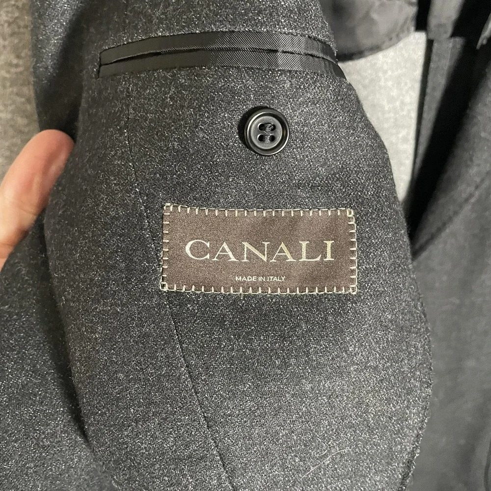 Canali Blazer 48 (US 38) Gray Wool Cashmere Blend Sport Coat Patch Pockets Italy